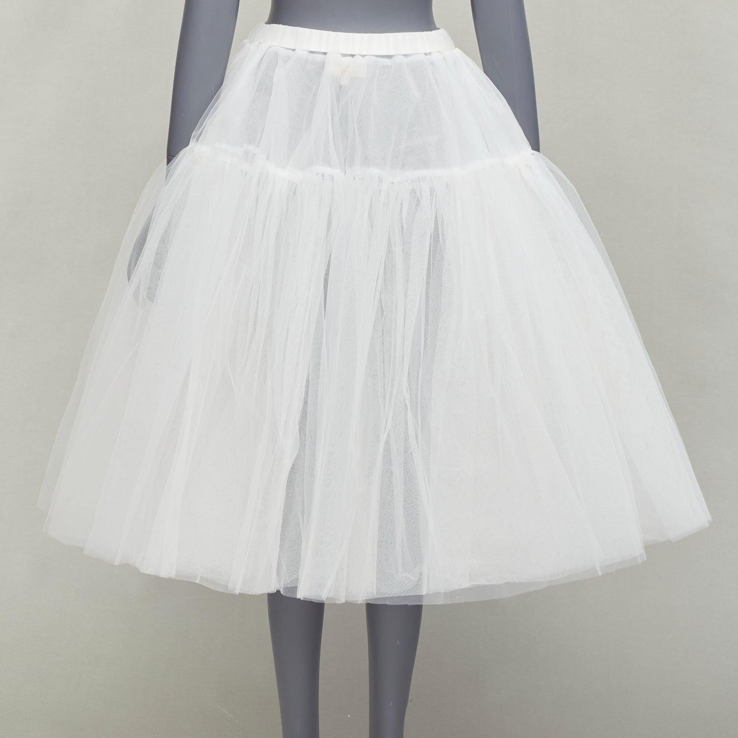 SHUSHU TONG sheer white polyester big tulle midi skirt UK6 XS For Sale 1
