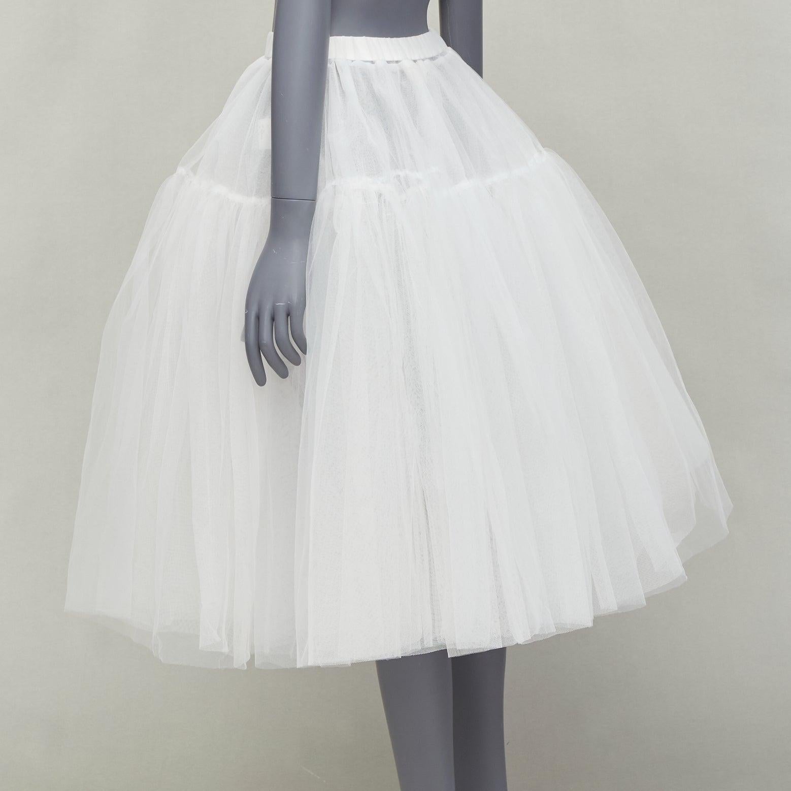SHUSHU TONG sheer white polyester big tulle midi skirt UK6 XS For Sale 2