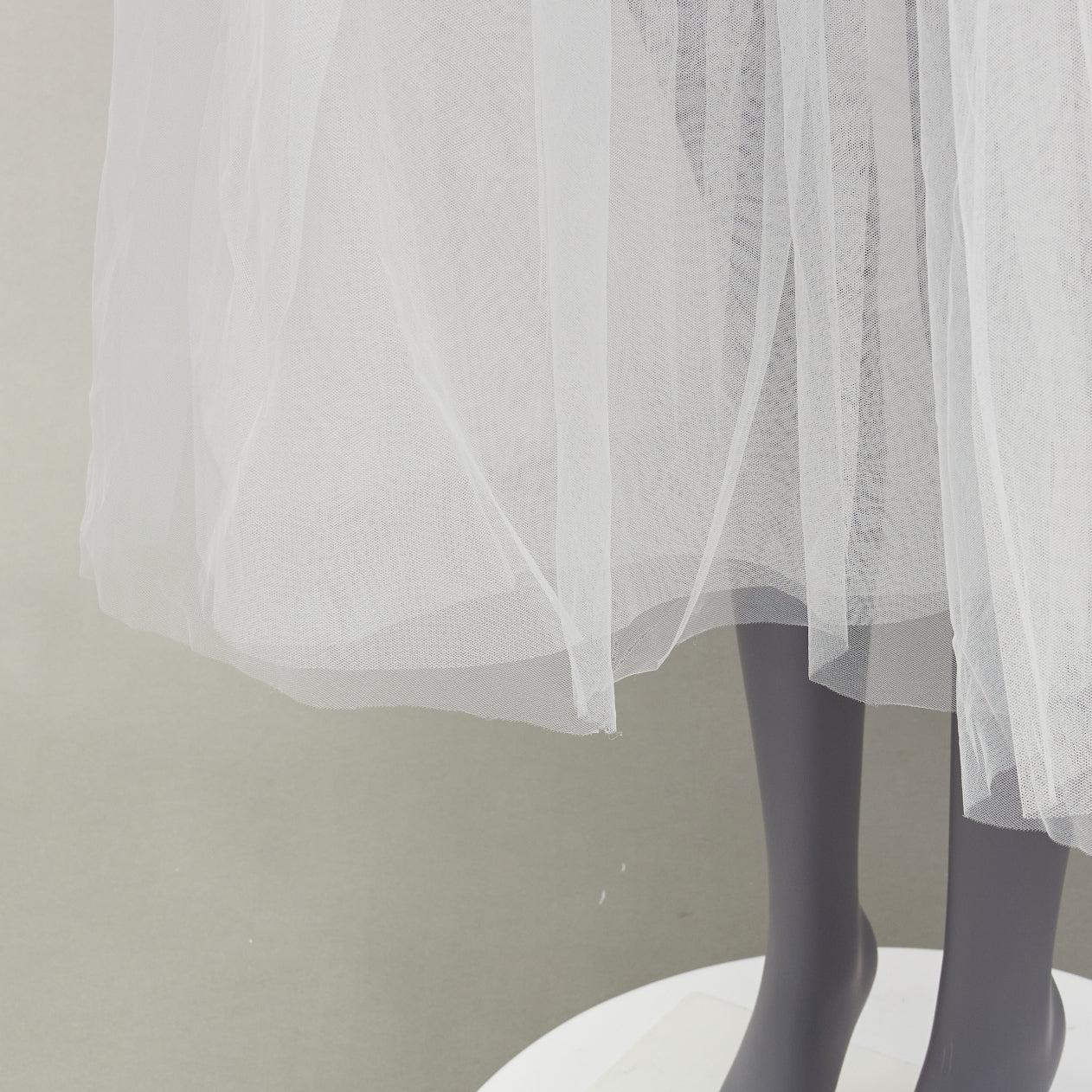 SHUSHU TONG sheer white polyester big tulle midi skirt UK6 XS For Sale 3