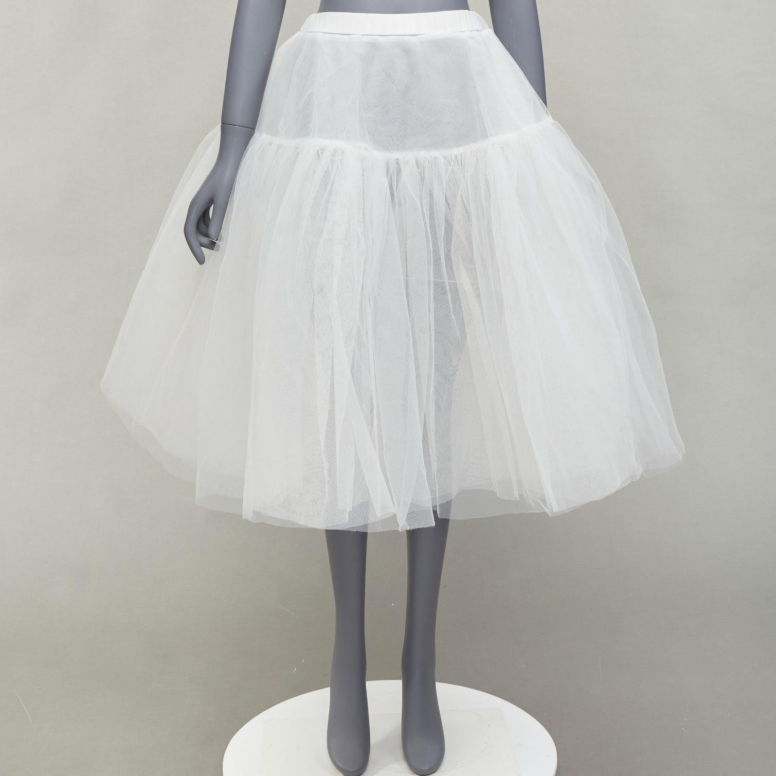 SHUSHU TONG sheer white polyester big tulle midi skirt UK6 XS For Sale 5