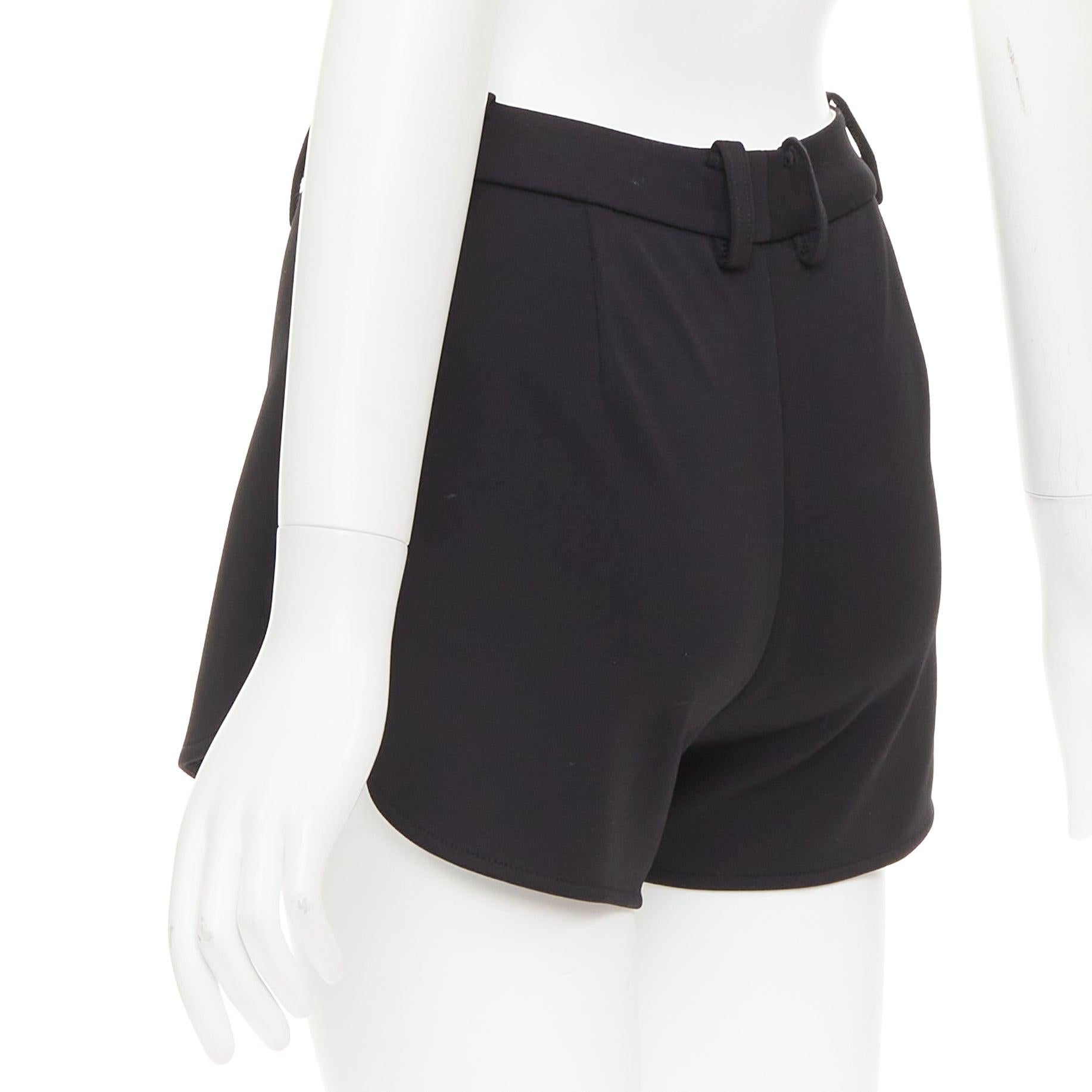 SHUSHU TONG Slit Shorts negro floral botón apliques mini pantalones corredor UK6 XS en venta 1