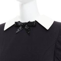 SHUSHU TONG Tiered Volume black wool blend puff sleeve kawaii dress XS