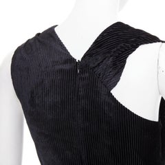 SHUSHU TONG Tuck Edge Sloping black corduroy fit flare dress UK6 XS