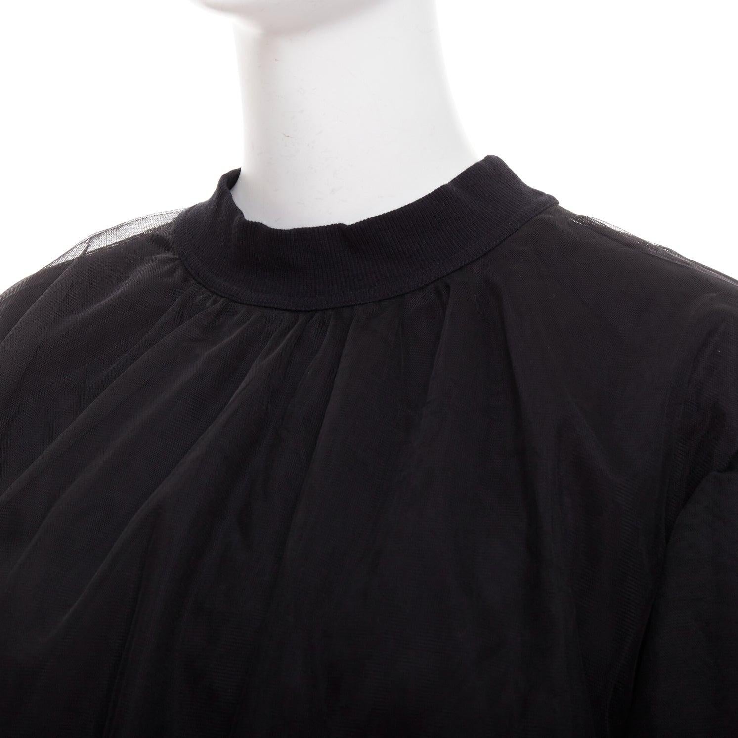 SHUSHU TONG T-shirt in tulle, maglia nera con girocollo a strati UK6 XS in vendita 2