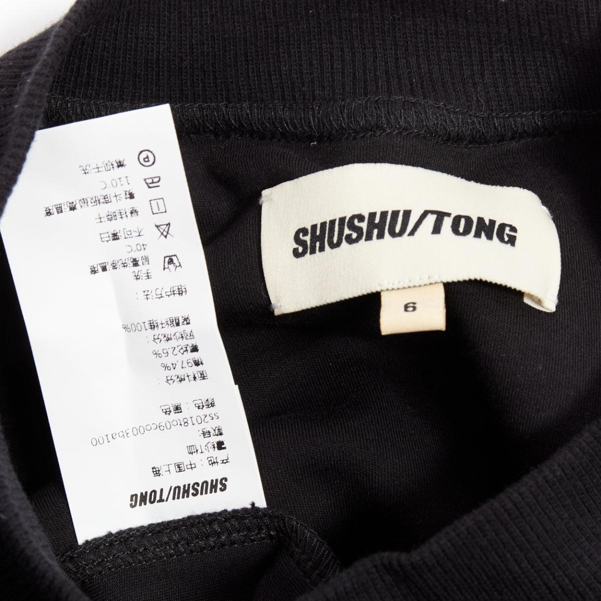 SHUSHU TONG T-shirt in tulle, maglia nera con girocollo a strati UK6 XS in vendita 3