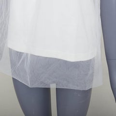 SHUSHU TONG Tulle white cream mesh overlay crew neck short sleeve tshirt UK6 XS
