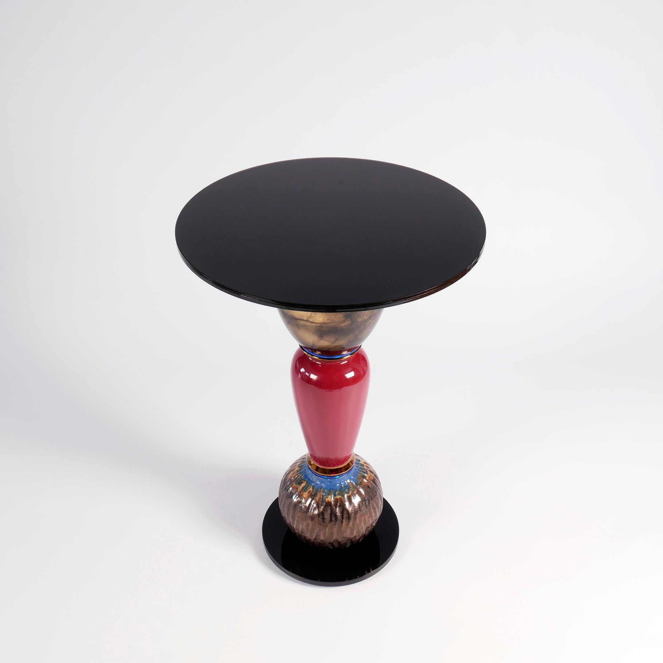 Mid-Century Modern 'Shut Your Eyes' Side Table, Vintage Ceramics and Glass, One-Off Piece