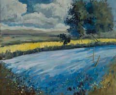 Yang Yang Paesaggio originale olio su tela "Acqua che scorre"