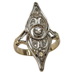 Anillo Lanzadera Años 30 Diamante Natural Talla Rosa y Holandesa Oro 18 kts y Platino