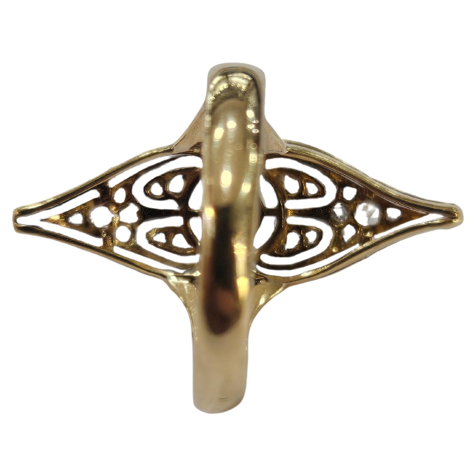 Bague navette 1930 Diamant naturel Rose et Holland Cut Or 18 kts & Platine Unisexe en vente