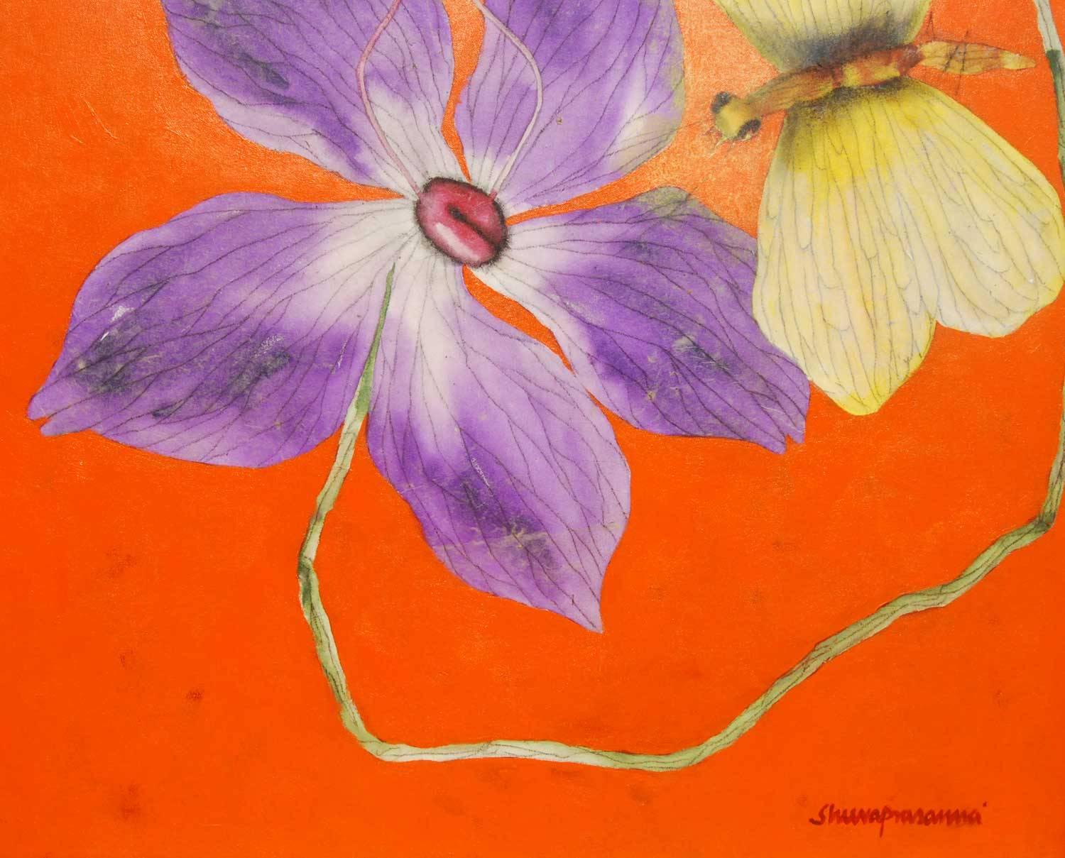 Illusion II, Flower of Procreation, Oil, Acrylic, Charcoal, Orange 