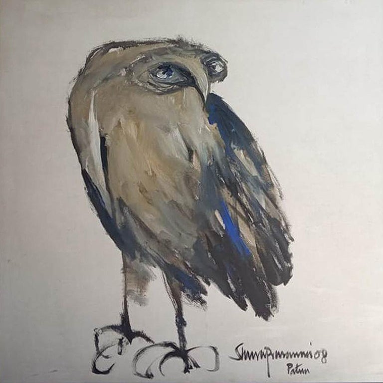 Shuvaprasanna Bhattacharya Owl, Acrylic on Canvas, Hindu Mythology by Modern Indian Artist "In