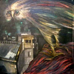 The Bird, Acrylic & Charcoal on Canvas by Modern Indian Artist “In Stock”