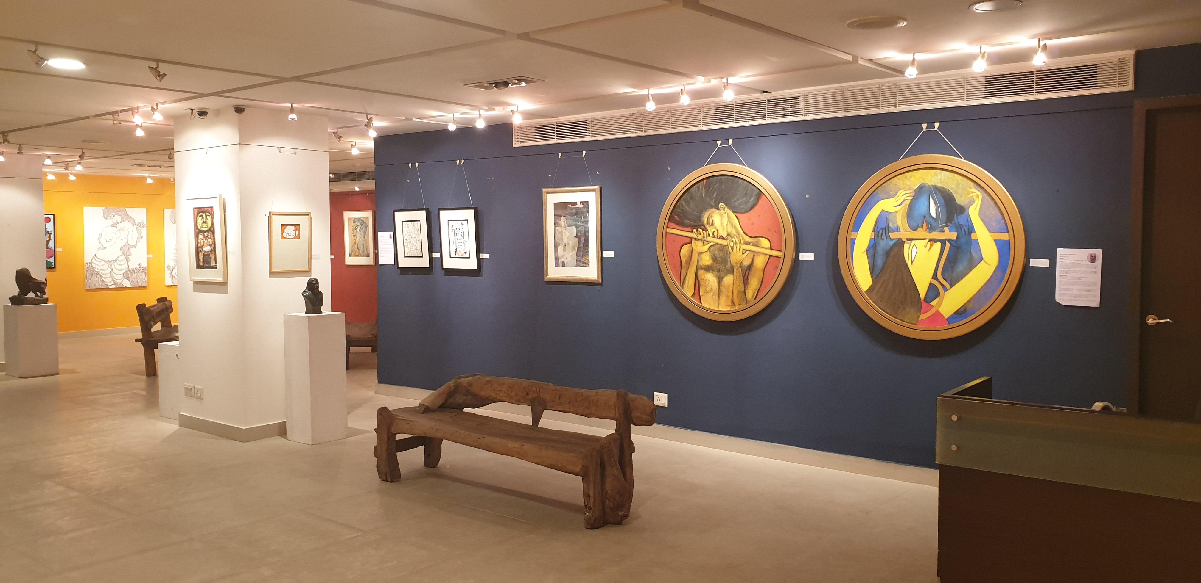 La Flauta de Oro, Óleo, Acrílico y Carboncillo sobre Lienzo por Artista Indio 
