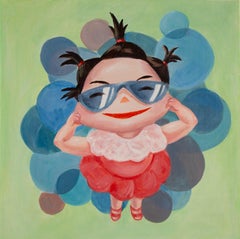 Olio originale contemporaneo su tela "Baby" di Shuwan Wei