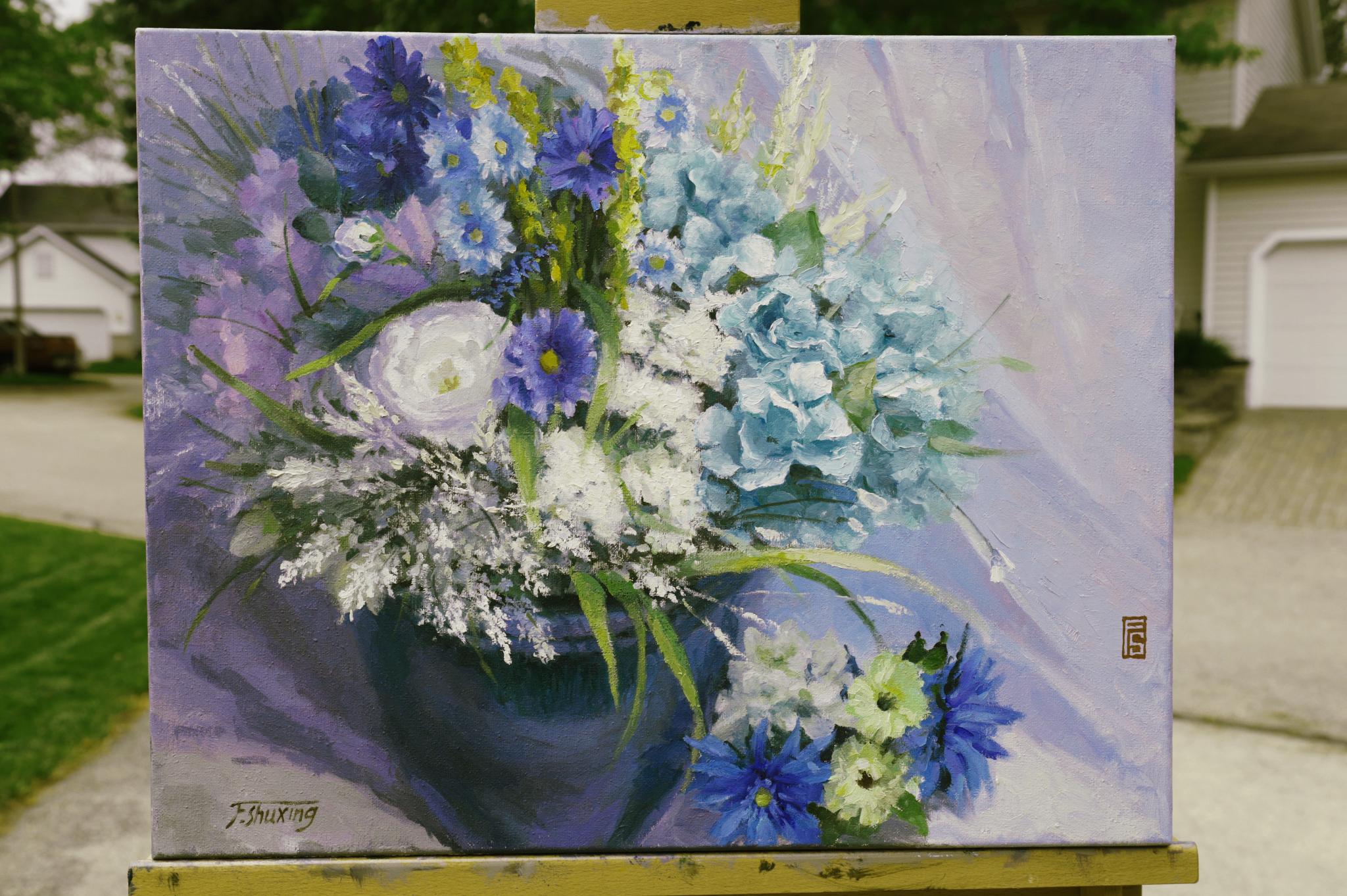 Flores, Pintura al óleo - Painting Contemporáneo de Shuxing Fan