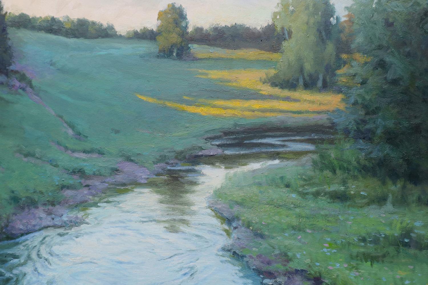 Green Valley, Ölgemälde (Grau), Landscape Painting, von Shuxing Fan