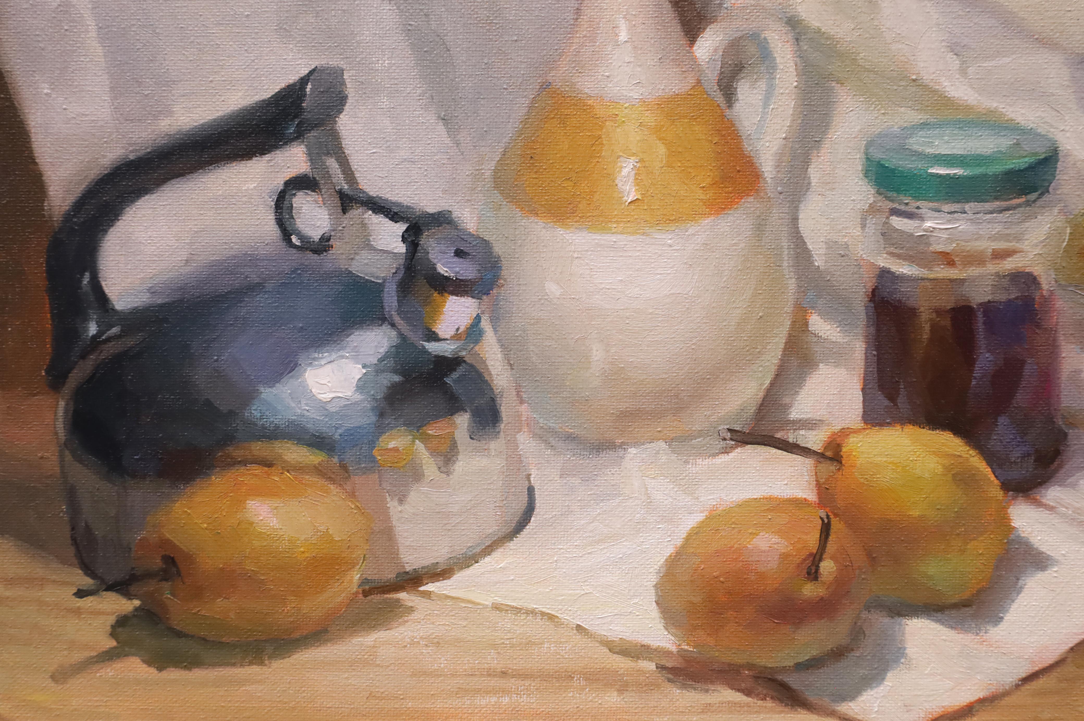 Pears and Containers, Oil Painting - Contemporary Art by Shuxing Fan