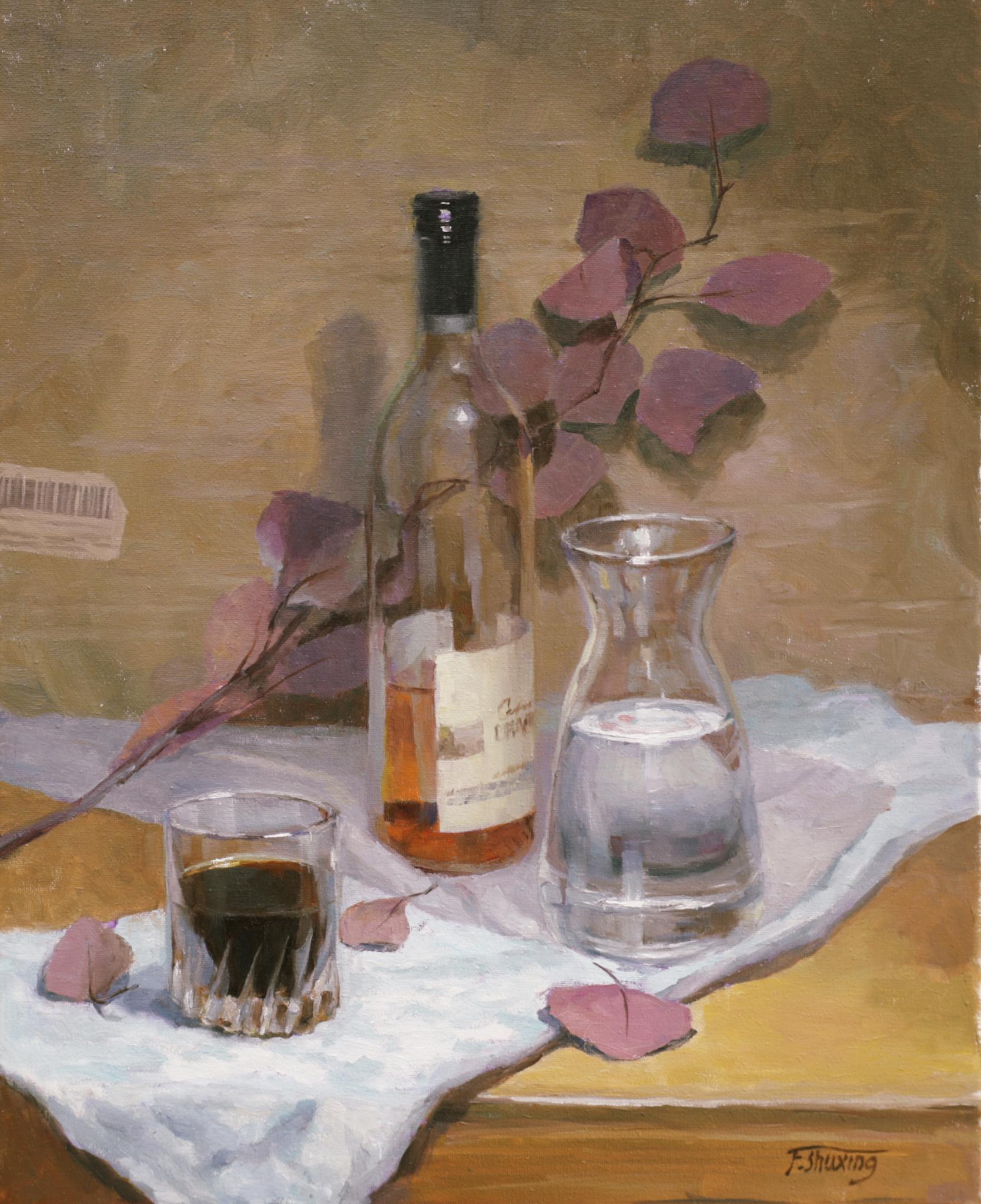 Trois boissons, peinture à l'huile