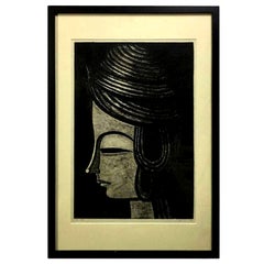 Shuzo Ikeda, signierter japanischer Holzschnitt in limitierter Auflage, 1961