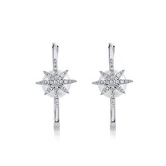 Shy Creation 14k White Gold Pave Star Pearl Earring