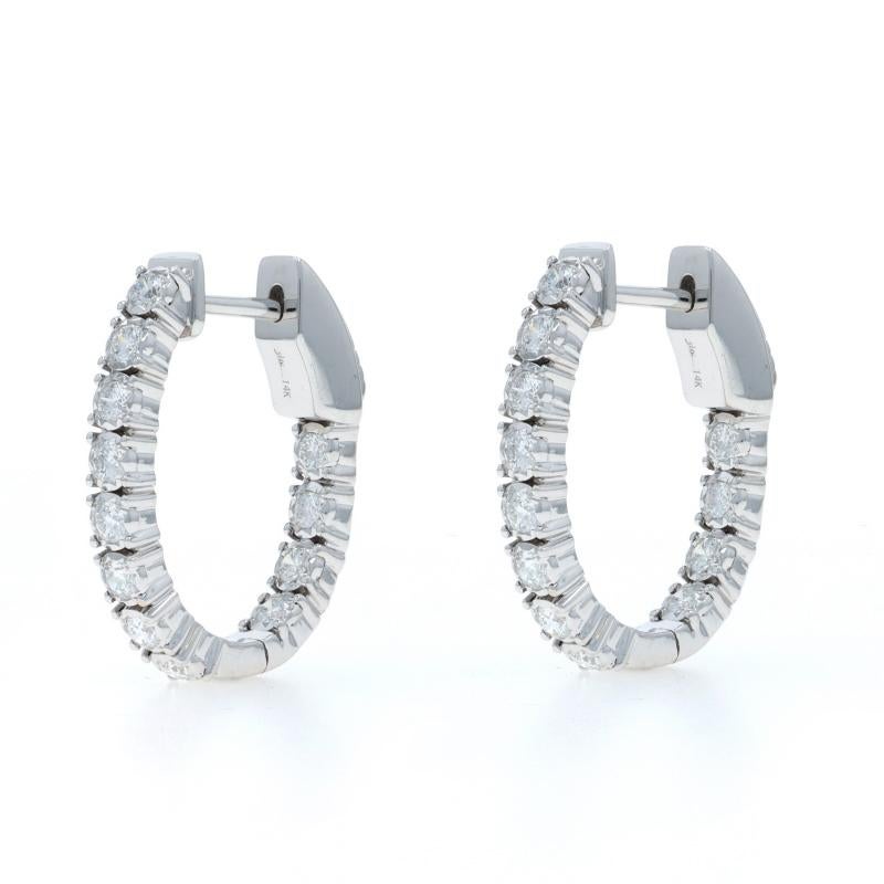 Boucles d
oreilles diamant Oval Inside Out Locking Hoop de Creation or blanc 14k .50ctw en vente