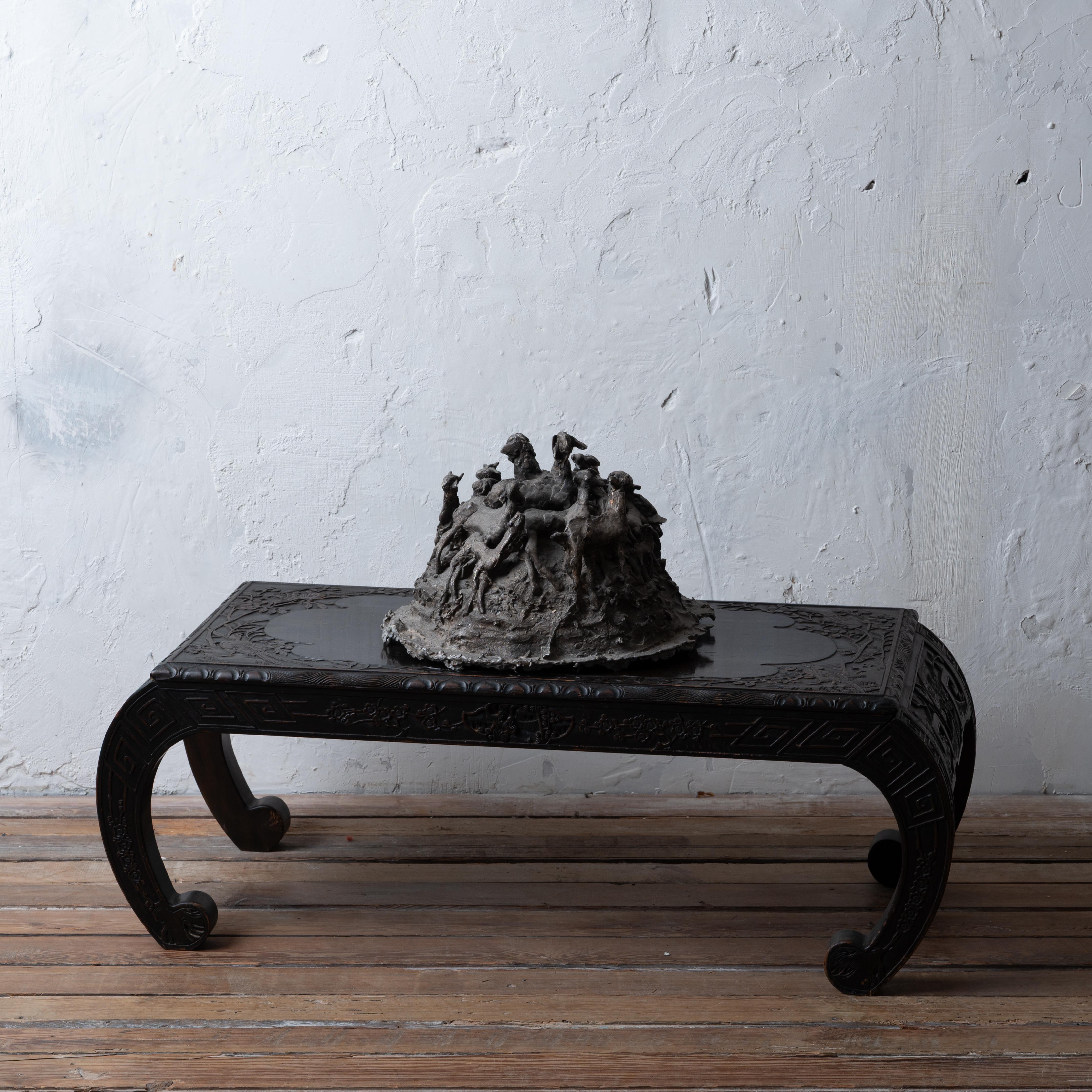 Moderne Shyam Lal - Troupeau de chèvres Sculpture en bronze, c.1990 en vente