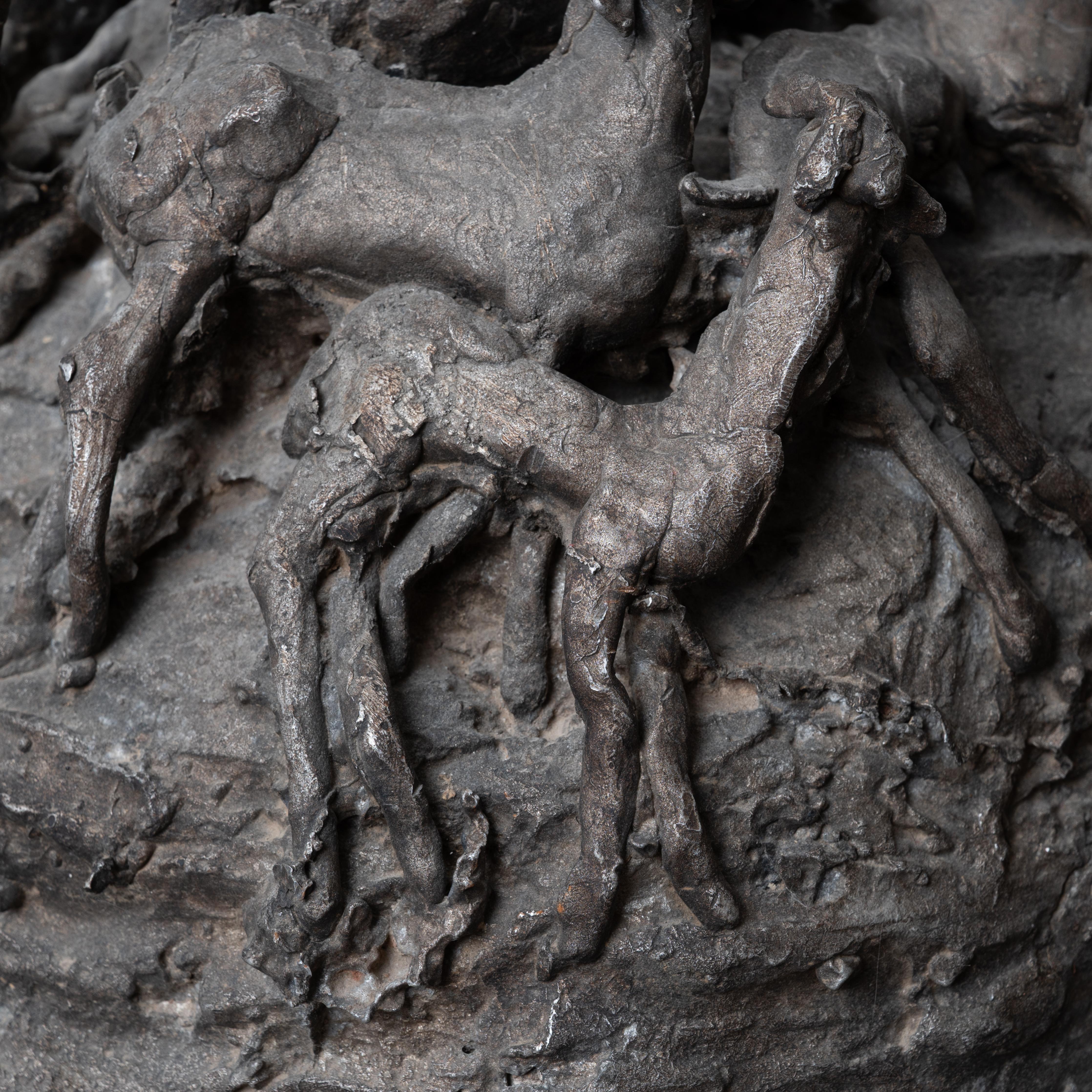 Shyam Lal - Troupeau de chèvres Sculpture en bronze, c.1990 en vente 2
