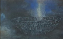 Deep, Watercolor on Handmade paper, Blue, Grey by Modern Indian Artist"In Stock"
