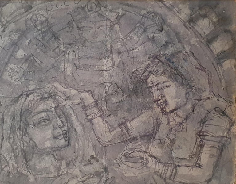 Shyamal Dutta Ray Durga Puja Watercolor On Handmade Paper