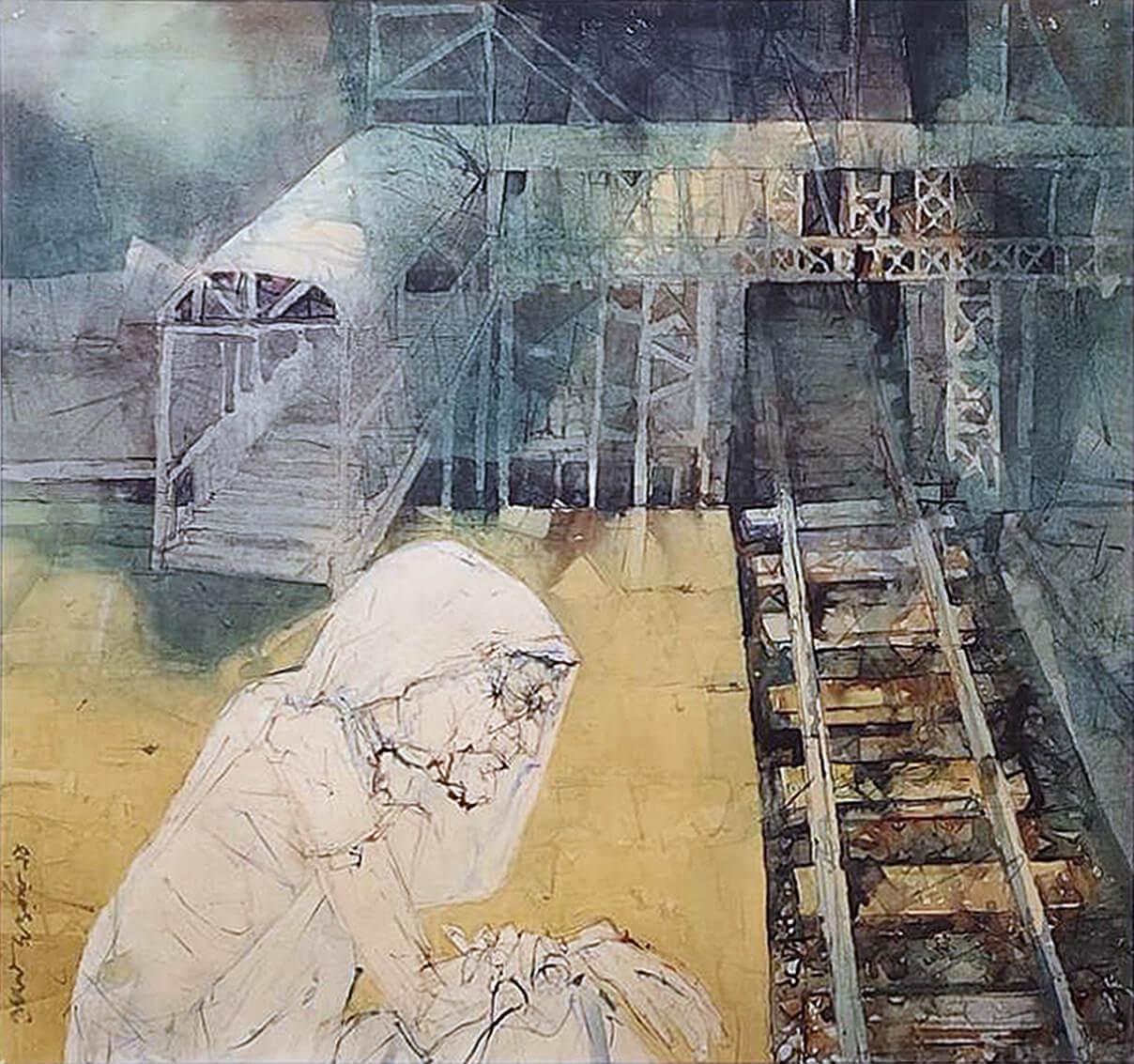 Shyamal Dutta Ray - Untitled
AP - 13/32 
Watercolour on Paper
24.25 x 27.75 inches, 1994
( Unframed & Delivered )

This painting, created by Shyamal Dutta Ray in 1994, is an untitled watercolour on paper. Dutta Ray, celebrated as a master of