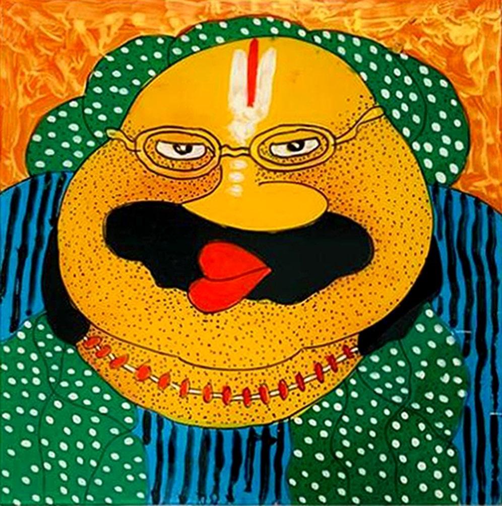 Bawa Biwi, Öl auf Acrylplatte auf Rückseite (Set von 2) von Contemporary „In Stock“ – Painting von Shyamal Mukherjee