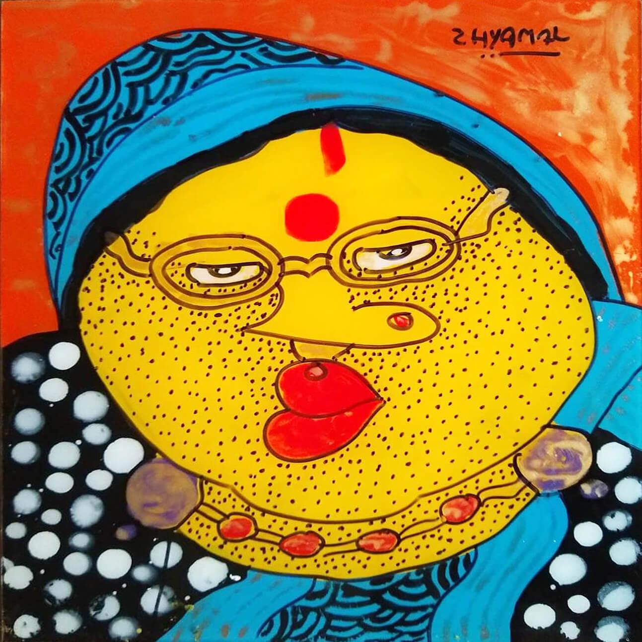 Shyamal Mukherjee  -  Bawa Biwi -  8 x 9 inches (unframed size)   
Oil Reverse on Acrylic on Acrylic Sheet , 2021 ( Set of 2 )
( FRAMED AND READY TO HANG DOOR DELIVERED )

About the Artist :

Mukherjee was born in 1961, and spent all of his college