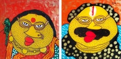 Bawa Biwi, Oil Reverse on Acrylic Sheet (Set of 2) by Contemporary "In Stock"