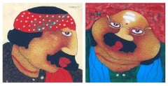 Bawa Biwi, Oil Reverse on Acrylic Sheet (Set of 2) by Indian Contemporary Artist