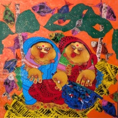 Biwi, Oil on Reverse Acrylic Sheet by Contemporary Indian Artist "In Stock"