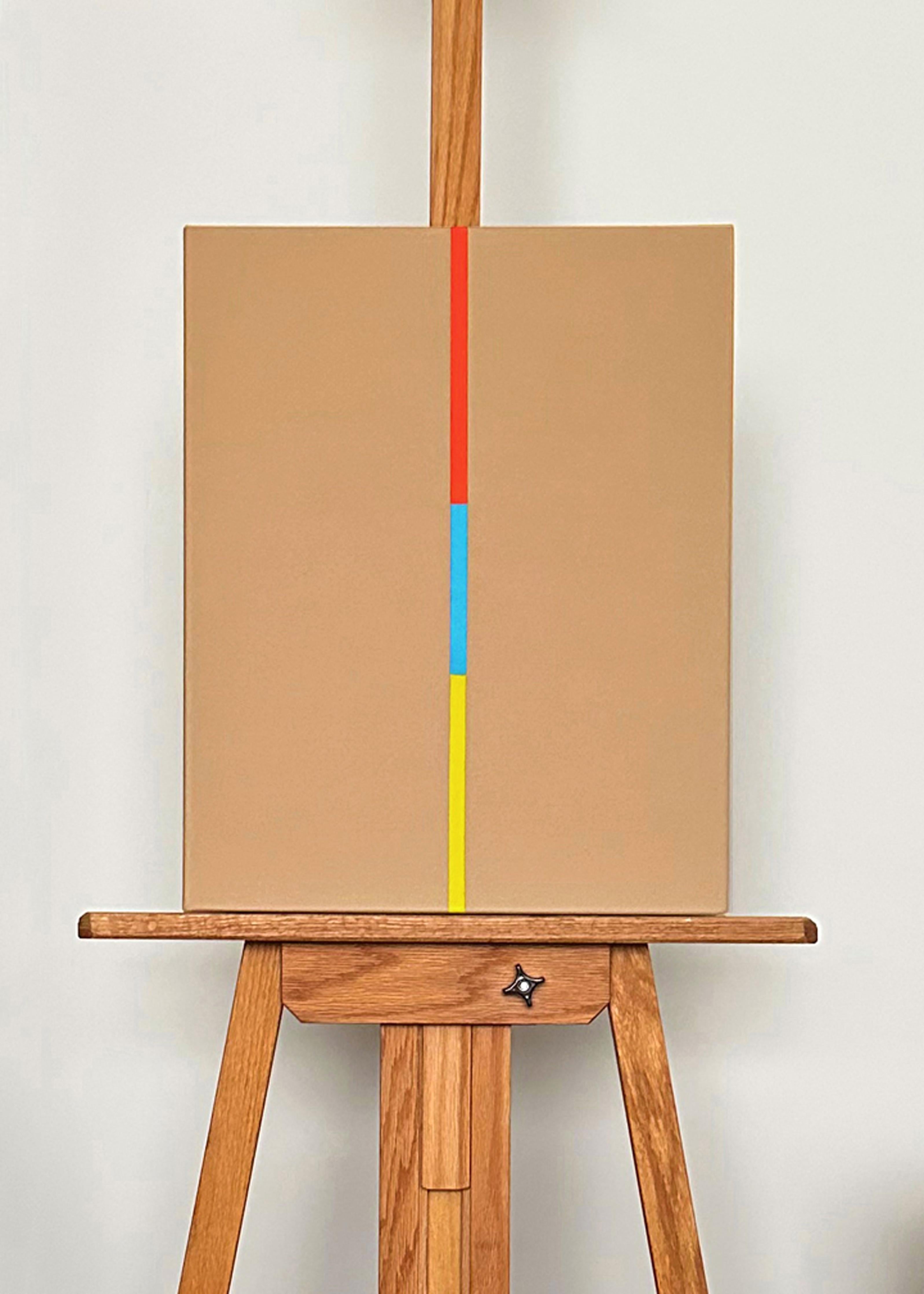 <p>Artist Comments<br>Red, blue, and yellow bars form a straight line at the center of a beige background. In this piece, artist Shyun Song reflects on the need to find our innate sense of direction to not be lost in this opaque world. The artwork