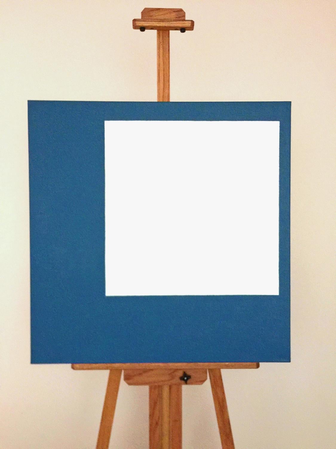 <p>Artist Comments<br>Artist Shyun Song conceptualizes a minimalist geometric composition with clean linear forms. She paints the canvas a deep-sea blue implying the unpredictability of life. The negative space in a square stands for the firm