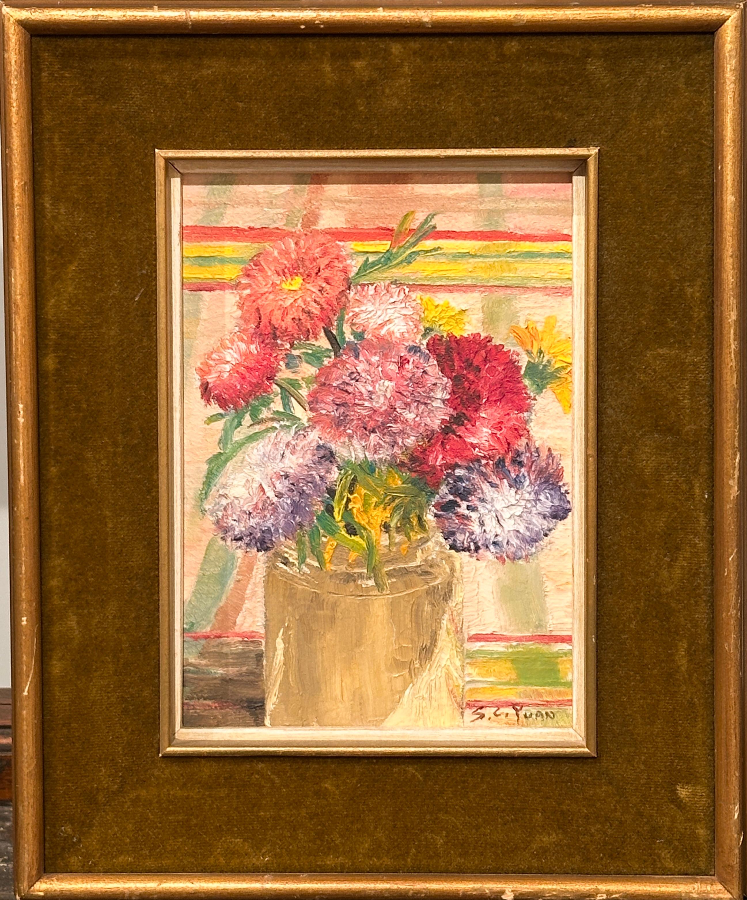 Pintor chino-americano Si Chen Yuan Naturaleza muerta Pintura floral 1