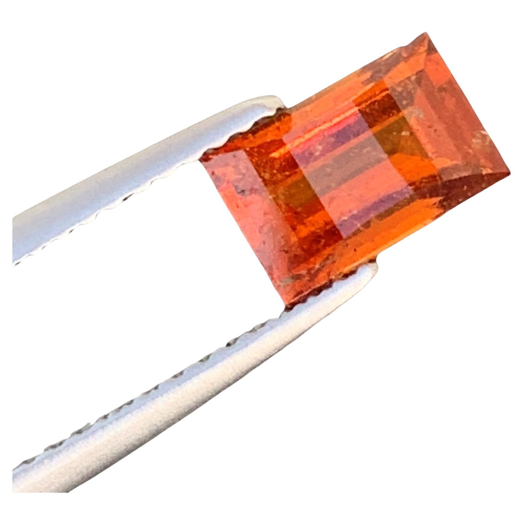 SI Clarity 1.25 Carat Pixel Bar Cut Loose Fanta Orange Spessartine Garnet