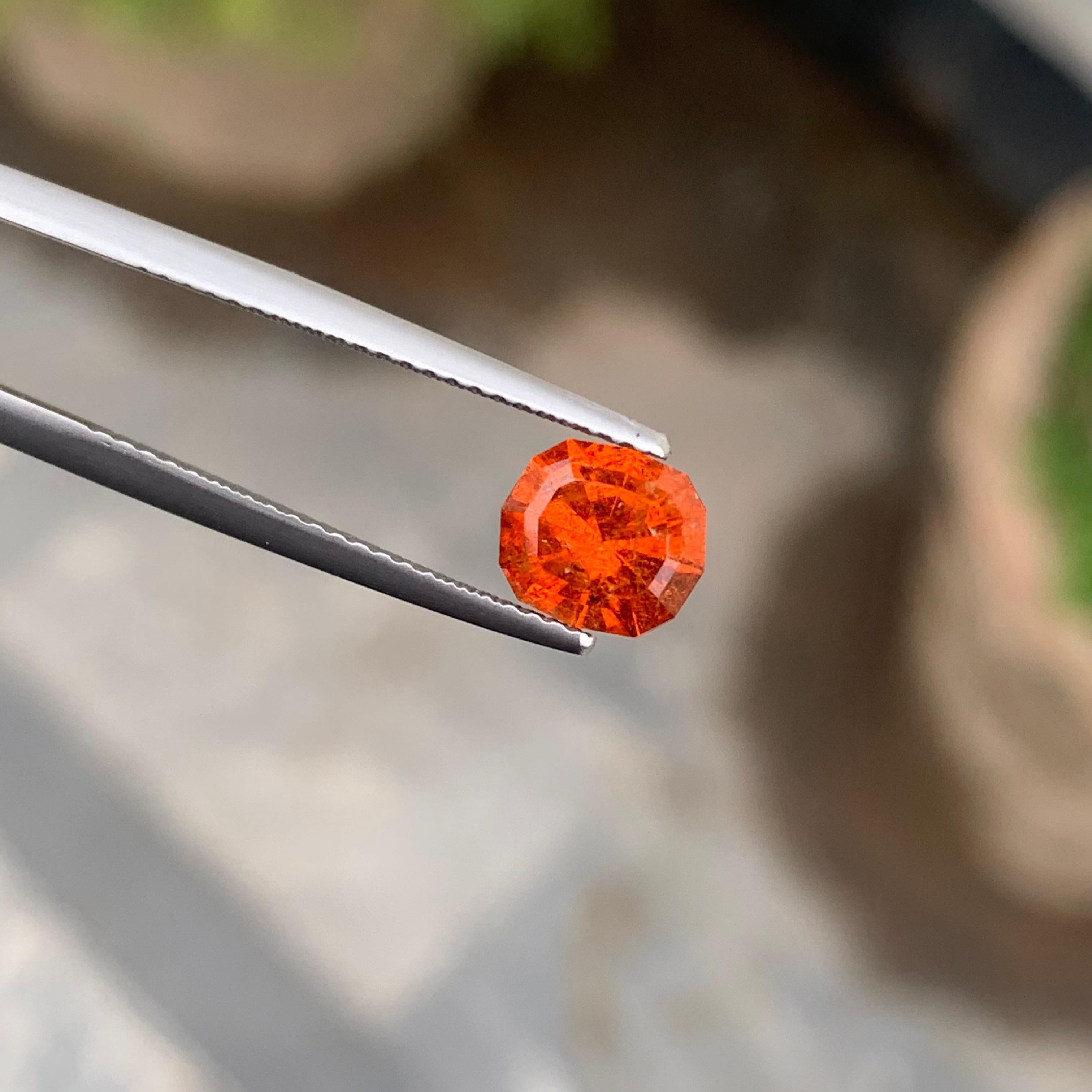 Arts and Crafts SI Clarity 1.60 Carat Loose Spessartine Garnet Fancy Cut from Afghanistan Mine For Sale