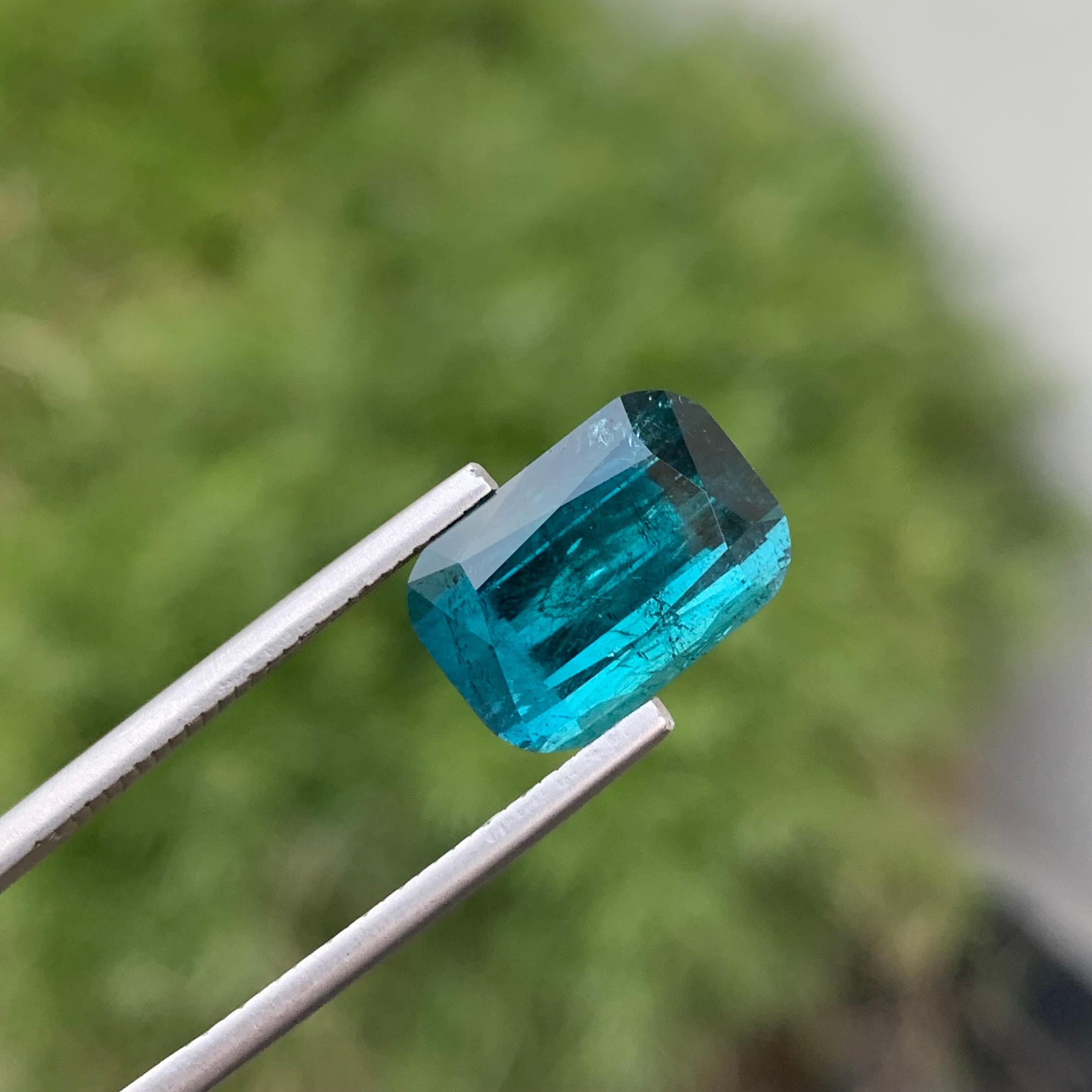 SI Clarity 7.90 Carats Natural Loose Blue Indicolite Tourmaline Long Cushion For Sale 1