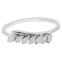 SI Claridad y HI Color Anillo Apilable de Diamantes Pera 18k Oro Blanco