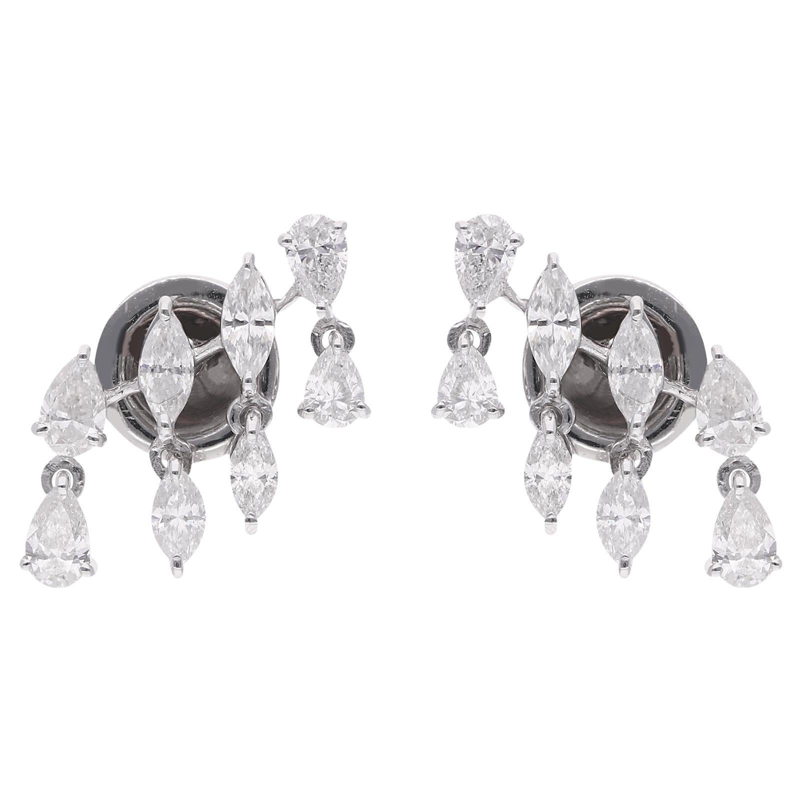 SI Clarity H Color 1.28Ct Pear Marquise Diamond Stud Earrings 14k White Gold