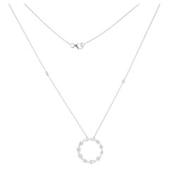 SI Clarity H Color 2.26 Ct Pear Diamond Circle Pendant Necklace 18k White Gold