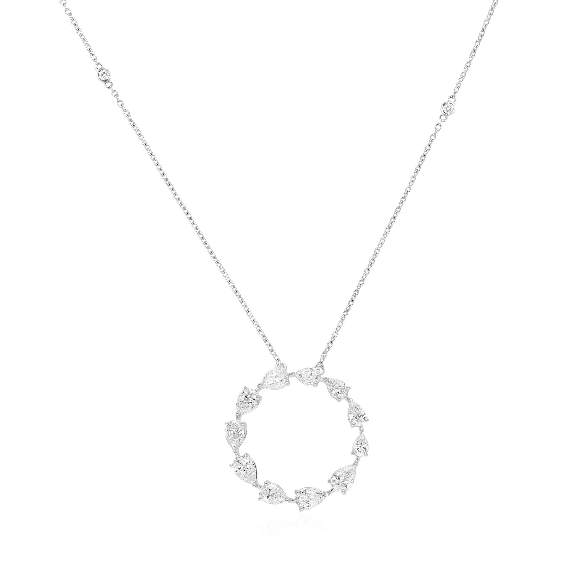 SI Claridad H Color 2.26Ct Collar Colgante Círculo Diamante Pera Oro Blanco 14k en Nuevo estado para la venta en Diera, Dubai