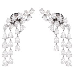 SI Clarity H Color 3.50Ct Diamond Dangle Drop Bridesmaid Earrings 18k White Gold