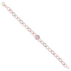 SI Clarity H Color Pave Diamond Cuban Chain Unisex Bracelet 14k Rose Gold