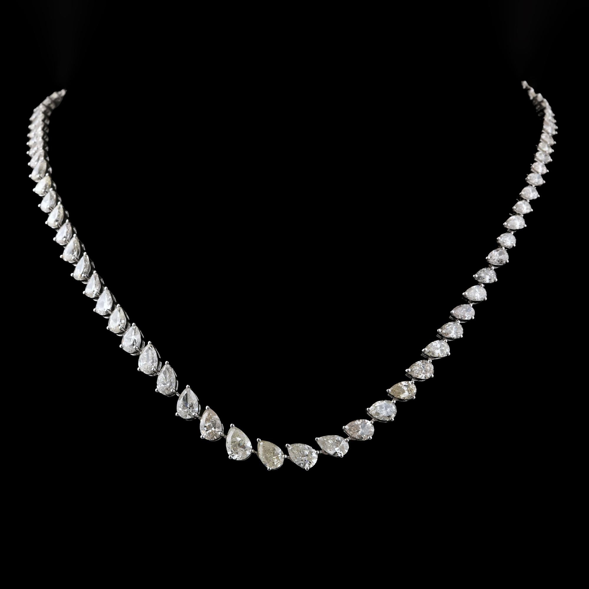 SI Reinheit H Farbe Birnenschliff Natürlicher Diamant Tennis Halskette 18K Weißgold im Zustand „Neu“ im Angebot in Diera, Dubai