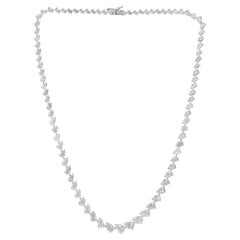 SI Clarity H Color Pear Cut Natural Diamond Tennis Necklace 18K White Gold